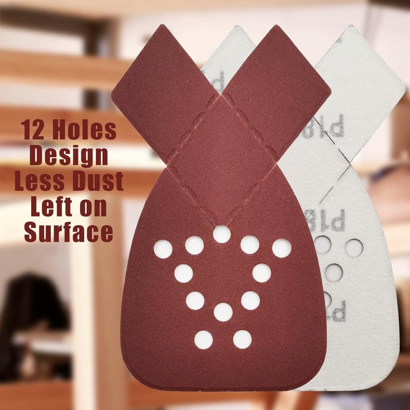 MFBJXC 50PCS Mouse Sander Sandpaper with Extra 2 Tips for Replacement Detail Sander Sanding Pads 12 Holes Hook and Loop Black and Decker Mouse Sander Pads - Image 5